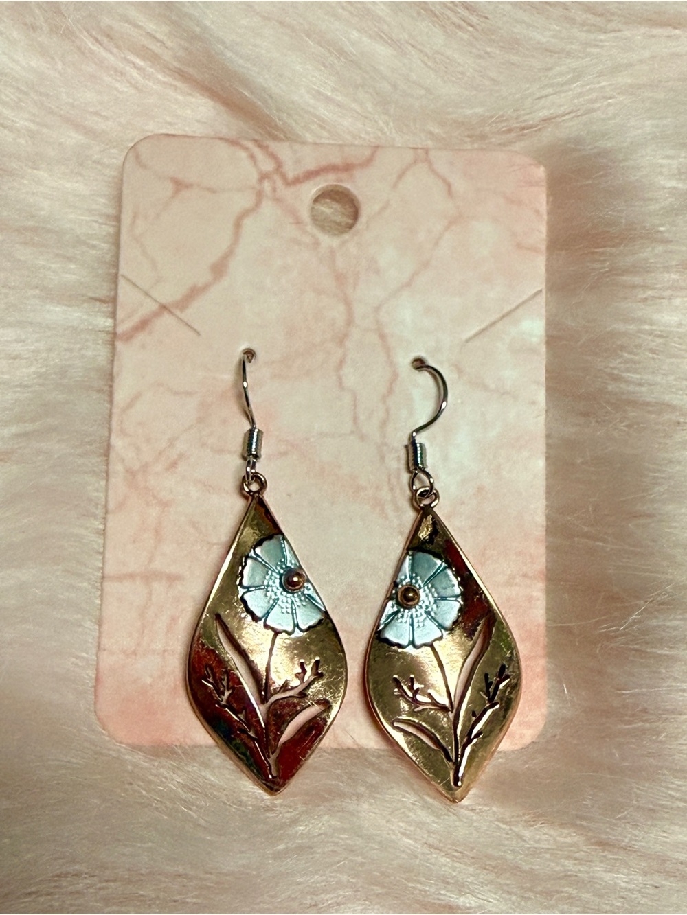 Floral Teardrop Dangle Earrings in Gold and Silver